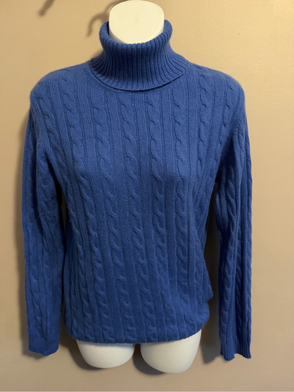 Sutton Studio Bloomingdale's 100% Cashmere Cable Knit Turtleneck Sweater Size L